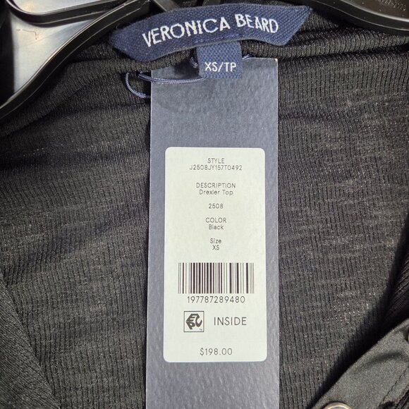 NWT Veronica Beard Women's Drexler Top - Black - Picture 3 of 6